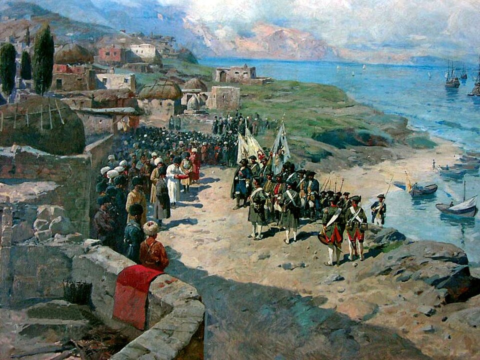 Пётр I в Тарках в 1722 году, картина Ф. Рубо